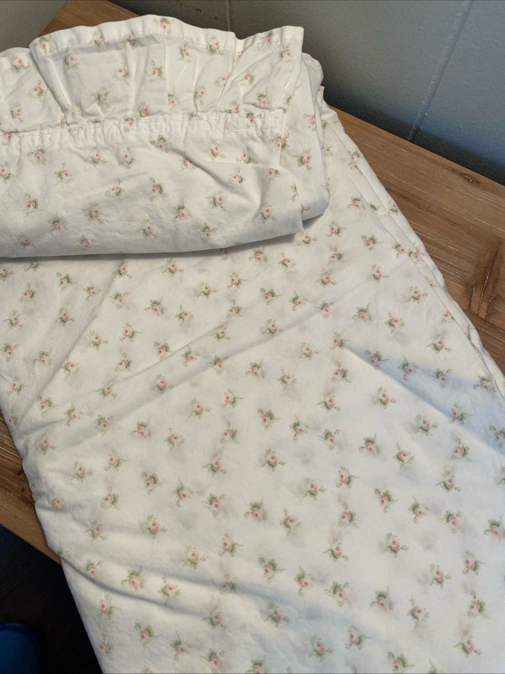 Simply Shabby Chic Kids Twin Flat Sheet Roses Ruffles Cottagecore Pink White - Picture 3 of 5